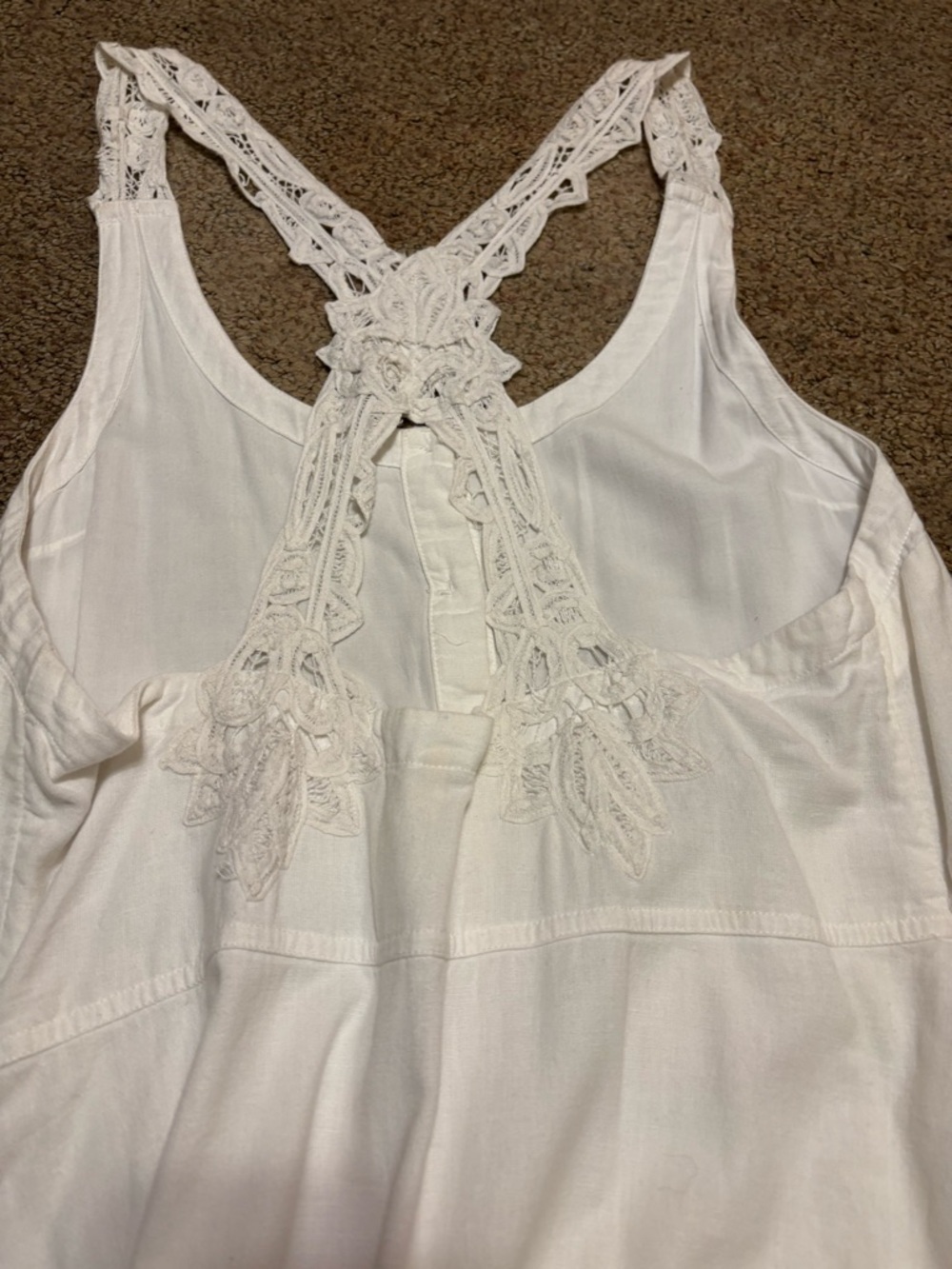 Free People Mayner Linen Cotton Battenburg Lace Trims Midi Dress - Picture 8 of 12